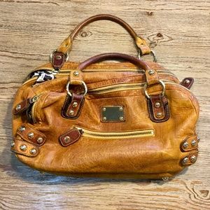 Linea Pelle Cognac Handbag w/Grommet